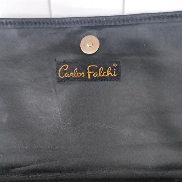 Carlos Falchi Black Croc-Embossed Crossbody Bag - Picture 3 of 11